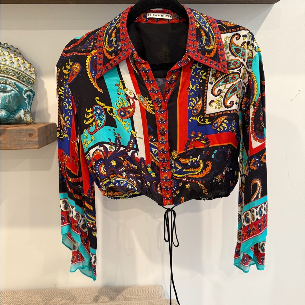Alice + Olivia Vibrant Paisley Button Down Shirt